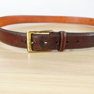 Trafalgar Belt Men Size 36 Brown Leather Classic Gold Buckle Genuine Handcrafted